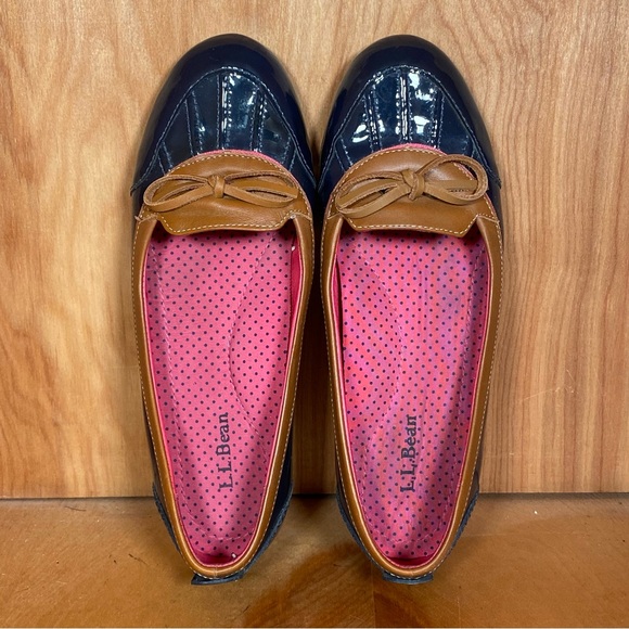 Womens 6.5 LL Bean Duck Boots Rubber Moccasins Blue Tan SEF1140 - Picture 5 of 8